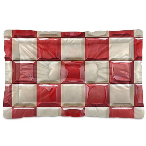 Amooorous Haustierbett, waschbar, weich, rutschfest, für mittelgroße und große Hunde, 91,4 x 61 cm, Rot und Weiß Amooorous Haustierbett, waschbar, weich, rutschfest, für mittelgroße und große Hunde, 91,4 x 61 cm, Rot und Weiß von Amooorous