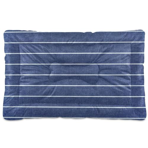 Amooorous Hundehütte, waschbar, weich, bequem, rutschfeste Unterseite, für mittelgroße und große Hunde, 91,4 x 61 cm, Jeansblau gestreift Amooorous Hundehütte, waschbar, weich, bequem, rutschfeste Unterseite, für mittelgroße und große Hunde, 91,4 x 61 cm, Jeansblau gestreift von Amooorous