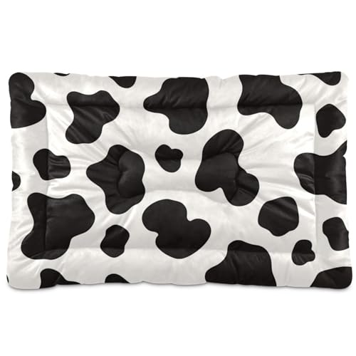 Amooorous Hundehütte mit Kuh-Aufdruck, waschbar, rutschfest, weich, bequem, für große, mittelgroße und kleine Hunde, 91,4 x 61 cm, Schwarz / Weiß von Amooorous