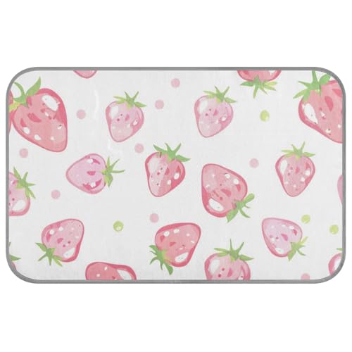 Amooorous Hundematte mit rosa Erdbeeren auf weißem Hintergrund, kühlend, selbstkühlend, für den Außenbereich, für Chihuahua, Schlafen, Sommer, Cama Refrescante para Perros M von Amooorous