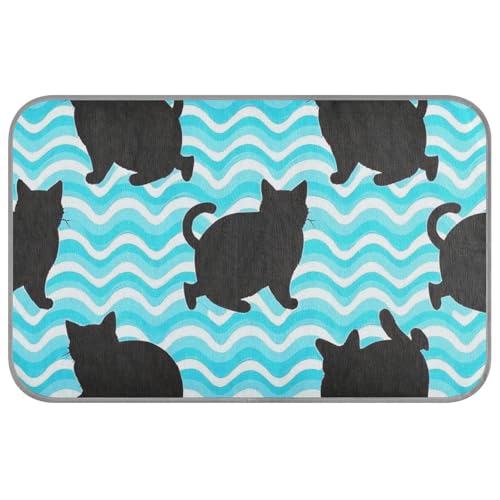 Amooorous Sommer-Kühldecke mit Wellenmuster, Cartoon-Katze, schwarz, für den Sommer, selbstkühlendes Bett für draußen, für Haustiere, gemütliches Schlafen, einzigartige Esterilla refrescante para Amooorous Sommer-Kühldecke mit Wellenmuster, Cartoon-Katze, schwarz, für den Sommer, selbstkühlendes Bett für draußen, für Haustiere, gemütliches Schlafen, einzigartige Esterilla refrescante para von Amooorous