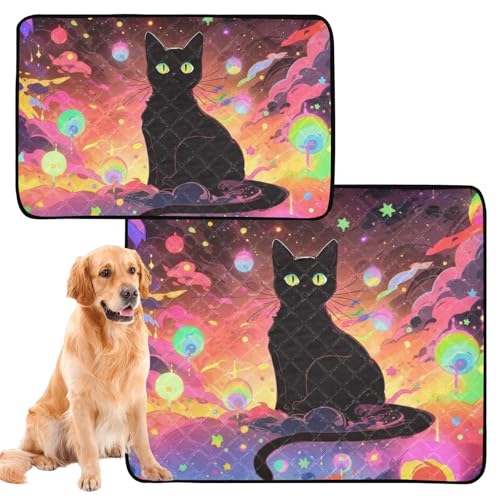 Hunde-Teppich, waschbar, rutschfest, für Autositz, 61 x 91,4 cm + 91,4 x 106,7 cm, niedliche Cartoon-schwarze Katze, 2 Stück Hunde-Teppich, waschbar, rutschfest, für Autositz, 61 x 91,4 cm + 91,4 x 106,7 cm, niedliche Cartoon-schwarze Katze, 2 Stück von Amooorous