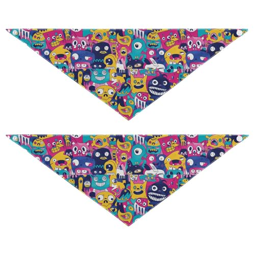 Hundehalstuch, Cartoon-Motiv, buntes Monster, mit Druckknopf, niedliches Haustier-Urlaubszubehör, Dekoration für Hunde und Katzen Hundehalstuch, Cartoon-Motiv, buntes Monster, mit Druckknopf, niedliches Haustier-Urlaubszubehör, Dekoration für Hunde und Katzen von Amooorous