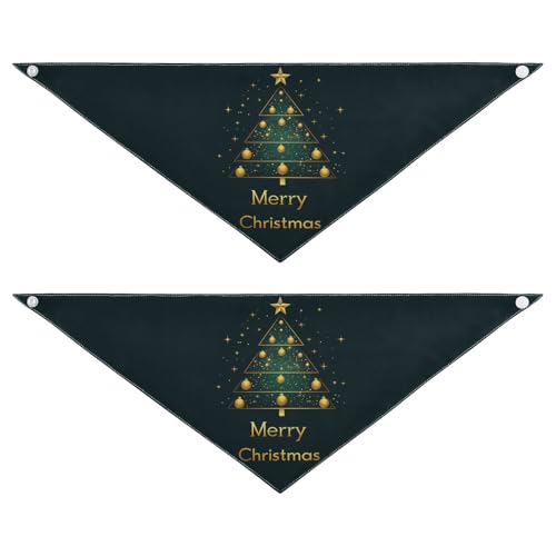 Hundehalstuch, Motiv: Weihnachtsbaum, verstellbarer Schal, Taschentuch, niedliches Haustierzubehör für Hunde und Katzen, Grün und Gold Hundehalstuch, Motiv: Weihnachtsbaum, verstellbarer Schal, Taschentuch, niedliches Haustierzubehör für Hunde und Katzen, Grün und Gold von Amooorous