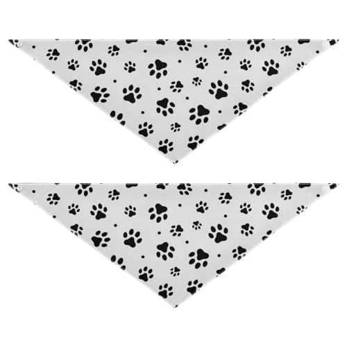 Hundehalstücher mit Katzenpfotenabdrücken, verstellbar, dreieckig, niedliches Haustierzubehör für Hunde und Katzen, Schwarz Hundehalstücher mit Katzenpfotenabdrücken, verstellbar, dreieckig, niedliches Haustierzubehör für Hunde und Katzen, Schwarz von Amooorous