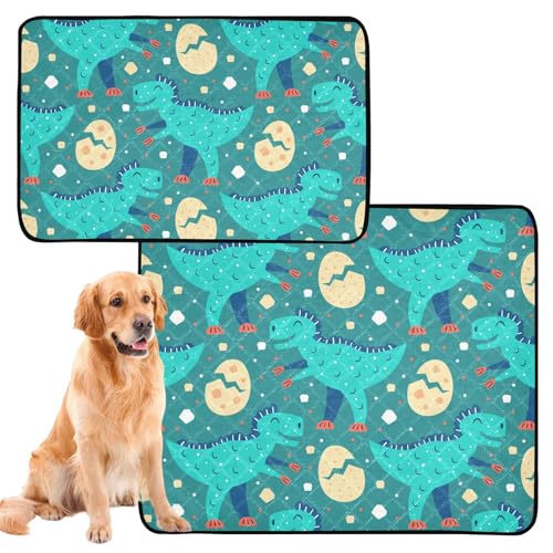 Hundematte für große Hunde, waschbar, rutschfest, für Autositz, 61 x 91,4 cm + 91,4 x 106,7 cm, Cartoon-Dinosaurier, 2 Stück Hundematte für große Hunde, waschbar, rutschfest, für Autositz, 61 x 91,4 cm + 91,4 x 106,7 cm, Cartoon-Dinosaurier, 2 Stück von Amooorous
