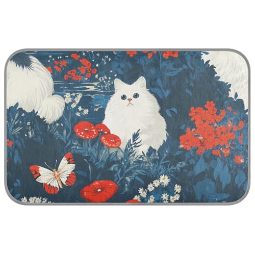 Kühlendes Sommer-Katzenbett mit Cartoon-Motiv, niedlich, weiß, rote Blumen, für den Sommer, selbstkühlend, für drinnen und draußen, wasserdicht, esterilla, refrescante para Perros M Kühlendes Sommer-Katzenbett mit Cartoon-Motiv, niedlich, weiß, rote Blumen, für den Sommer, selbstkühlend, für drinnen und draußen, wasserdicht, esterilla, refrescante para Perros M von Amooorous