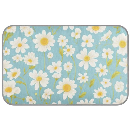 Sommer-Kühlmatte mit Gänseblümchen-Motiv, selbstkühlend, für den Außenbereich, für Katzen, Indoor-Katzen, bequem, Größe M, Blau / Weiß von Amooorous
