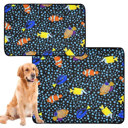 Urinierdecke für Hunde, Katzen, Katzen, rutschfest, für Sofa, 61 x 91,4 cm + 91,4 x 106,7 cm, tropische hawaiianische Fische, Küste, bunt, 2 Stück von Amooorous