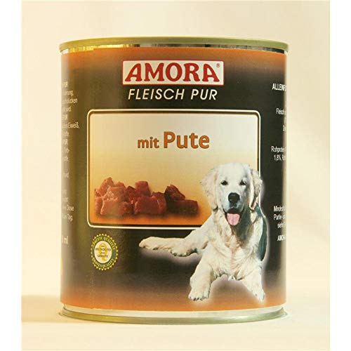 Amora Dog Fleisch pur Pute | 6 x 800g Hundefutter von Amora