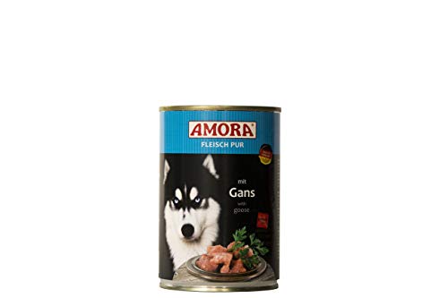 Amora Fleisch Pur Sorte Gans 12 x 400g Hundefutter nass von Amora