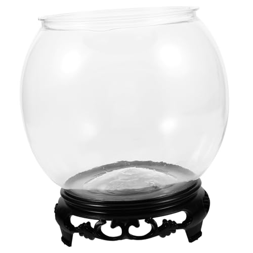 1 Satz Transparentes Rundes Aquarium Aquarienbeleuchtung Klares Kuppelgehäuse Anlage Schreibtisch-Aquarium Korb Hängendes Fischglas Schüssel Aquariumdeckel Kanister Netz Hölzern Amosfun von Amosfun