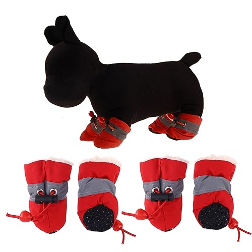 Amosfun 1 Satz Regenstiefel Für Hunde Hundeschuhe Mittelgroße Hunde Hundesocken Für Mittelgroße Hunde Hundestiefel Zum Ziehen Von Pfoten Rote Pfotenschutz Kleinkind Kurze Stiefel von Amosfun