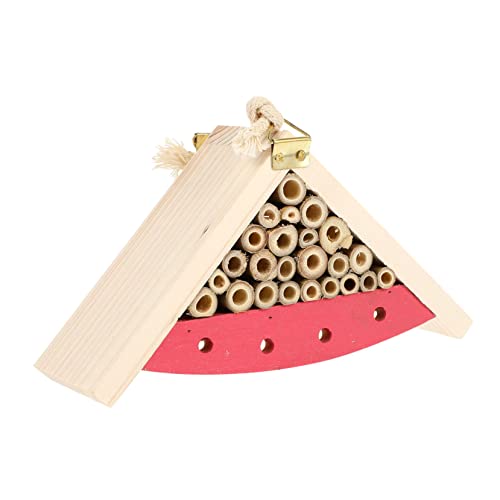 Amosfun 1 Stück hölzernes Insektennest insektenhäuser insektenhitel Bienenunterkunft Holzbehausung für Bienen Bienenhäuser für den Garten Insektenhaus hängendes Kabine Hanfseil Rosa von Amosfun