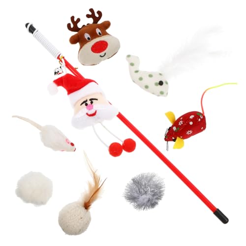 Amosfun 16 STK Katze Weihnachtsspielzeug Bewegungsspielzeug Für Katzen Spielzeug Zum Necken Von Katzen Haustier Interaktiv Katzentrainingsstab Plüsch Füllstoff Weiß Weihnachten von Amosfun