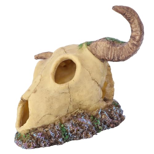 Amosfun 1stk Aquarium-Haustier-Ornament Schädelhöhle Im Aquarium Landschaftsornament Für Aquarium Aquarium- Aquarium Reptilienhaus Fisch Harz Buddha-Statue Kletterndes Haustier von Amosfun