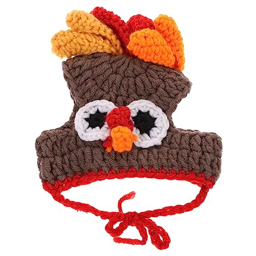 Amosfun 1stk Gestrickte Truthahnmütze Weihnachtshundemütze Hühnerbeinhut Thanksgiving-truthahnhut Truthahnhut Für Haustier Strickmütze Für Haustiere Hündchen-Truthahn-Hut Garn von Amosfun