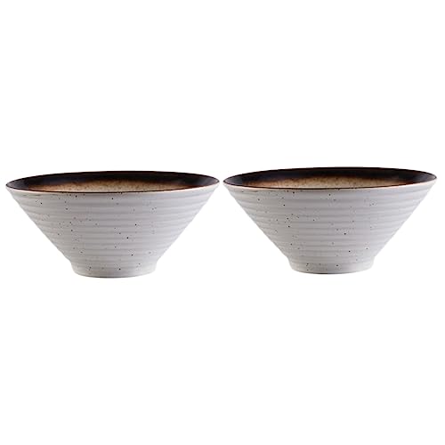 Amosfun 2 STK Ramenschale aus Keramik Töpfer- -Schalen große Nudelschalen kreative Schüssel Ramenschale im japanischen Stil Jahrgang Keramikschale Hutschale aus Bambus Ramen-Schüssel von Amosfun