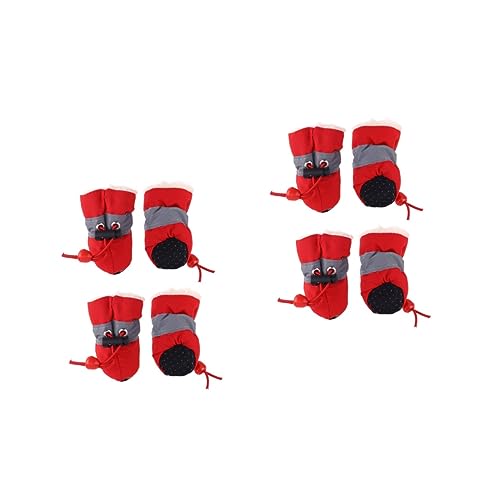 Amosfun 2 Sätze Pfotenschutz Für Haustierstiefel Hundesocken Für Mittelgroße Hunde Rote Sneaker-Protektor Goldendoodle-socken Hundeschneestiefel Für Hunde Pudel Warm Halten von Amosfun