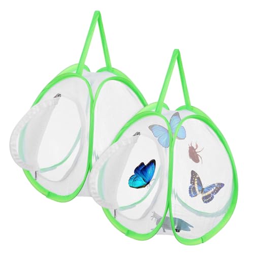 Amosfun 2 Stück Schmetterlingskäfige Transparente Insekten Atmungsaktivem Netz für Schmetterlinge Spinnen und Leicht und Vielseitig Einsetzbar für Naturbeobachtung von Amosfun