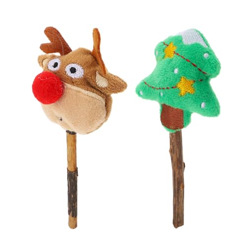 Amosfun 2stücke Teiliges Katzenminze-Spielzeug Weihnachten Interaktive Molar-Sticks Weihnachtsbaum Und Rentier-Design Für Kätzchen Und Kleine Katzen Zum Spielen Und Kauen von Amosfun