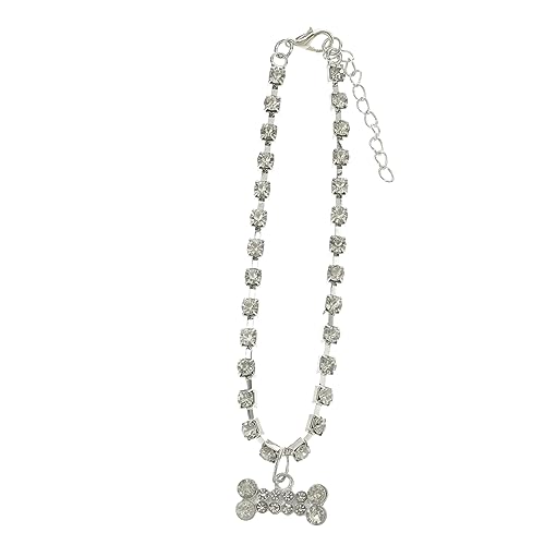 Amosfun 2St Knochen Halskette Haustierhalsband für Haustiere Halskette für Hunde Katze Strass Halsband Hund Halskette Welpenkette Halskette verstellbare Katzenhalskette Gurt von Amosfun