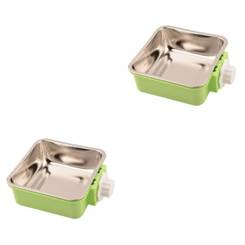 Amosfun 2St hundebox schüssel Hundekiste Wassernapf Stainless Steel Grün Haustierzubehör Futternapf für Haustiere Hundekäfig Futternapf für Katzen Wasserschale Hundenapf von Amosfun