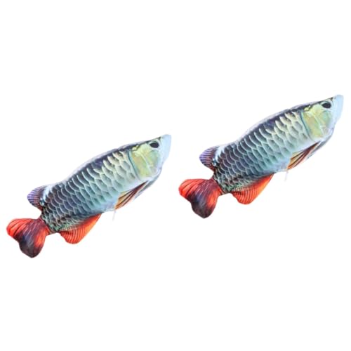 Amosfun 2St katzenspielzeug Pompones de Porristas Stofftier Haustier-Teaser Kätzchen Spielzeug Plüsch wedelnder Fisch Sprungfisch-Spielzeug für Haustiere Wels Lieferungen elektronisch von Amosfun