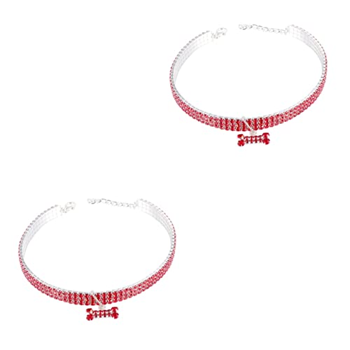Amosfun 2 Stück Modisches Haustierzubehör: Haustierhalsband Mit Strasssteinen Mini-Knochen- Verstellbar Für Hunde Amosfun 2 Stück Modisches Haustierzubehör: Haustierhalsband Mit Strasssteinen Mini-Knochen- Verstellbar Für Hunde von Amosfun