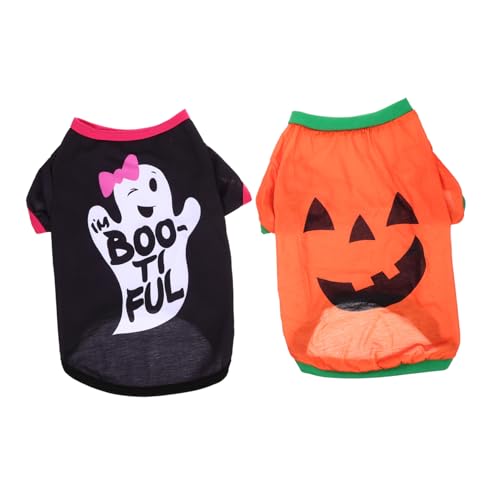 Amosfun 2st Halloween-Kleidung Halloween-haustierkostüm Haustier-Halloween-dekor Party-haustierkleidung Halloween-Hund-Hoodie Hundehemden Hundeweste Hündchen Die Katze Polyester Baumwolle von Amosfun