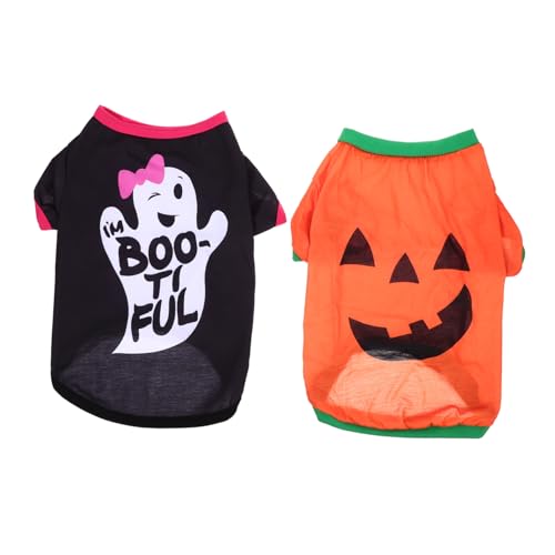 Amosfun 2St Halloween-Kleidung Geistershirt für kleine Hunde Hunde-Halloween-Shirt Welpen-Shirt Haustier-Festival-Kleidung Welpenkleidung Bichon schmücken Zubehör Requisiten Hundekleidung von Amosfun