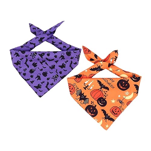 Amosfun 2st Haustier Hund Dreieck Handtuch Halloween-welpenbandana Haustier-dreieck-Bandana Halloween-kürbis-lätzchen Halloween-hundeschal Kürbis-hundeschal Polyester Schmücken Die Katze von Amosfun