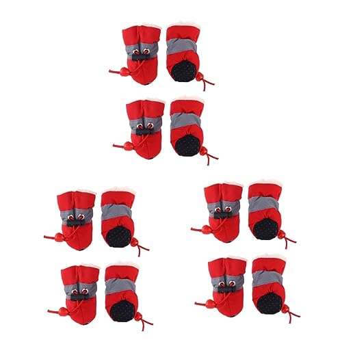 Amosfun 3 Sätze Hundeschneestiefel Für Hunde Pudel-Schneestiefel Haustierschuhe Goldendoodle-socken Rote Sneaker-Protektor Outdoor-socken Warme Wintersocken Sportschuhe Draussen von Amosfun