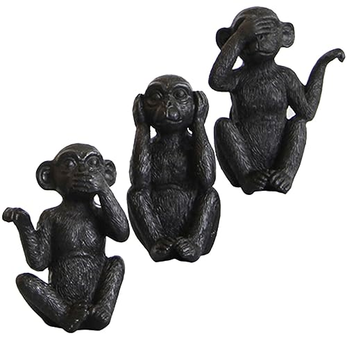 Amosfun 3 Weise Affenstatue „Höre Nichts Böses Sehe Nichts Böses Sprich Nichts Böses“ Affenstatue aus Kunstharz Affenfiguren für Zuhause Feng-Shui-Dekoration für Tierliebhaber von Amosfun
