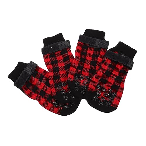 Amosfun 4 Haustier socken hundesocken Dog Socks Hundestiefel Weihnachtssocken für Haustiere süße Socken sockenschuhe Heimtierbedarf Hundepfotenschutz Weihnachten Katze von Amosfun