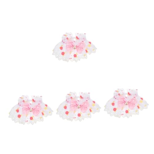 Amosfun 4 Stück Katzenhalsband Handtuch-Poncho Haustier Bowknot eine Halskette Halsketten Spitzenkragen für Welpen Haustierhalsband mit Spitzendesign Hündchen schmücken Polyester von Amosfun