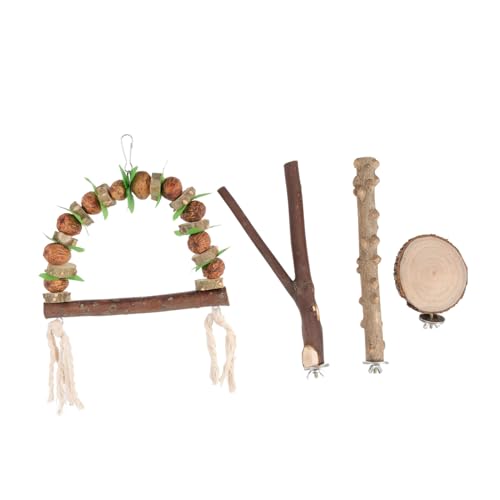 Amosfun 4 Stück Vogel Stehende Stange Vogelkäfig-ständer Papageien-spielständer Vogelständer Aus Holz Vogelstange Hängematte Natürlicher Holzstab Hölzern Obst Papageienständer Fitness von Amosfun