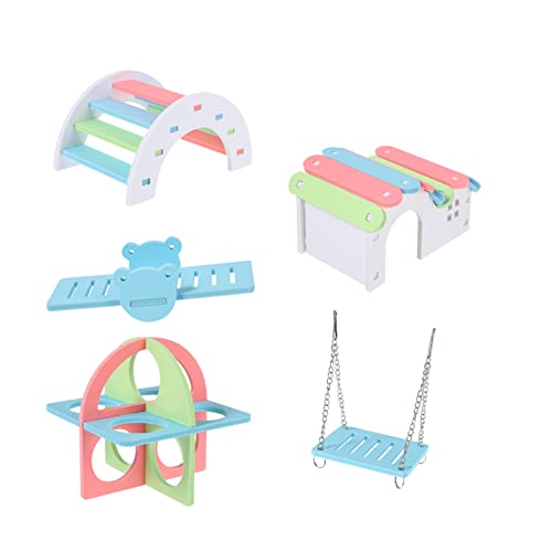 Amosfun 5 Stücke Hamster Spielzeug Set Schaukel Brücke Übung Spielhaus Für Hamster Zufällige Farbe von Amosfun