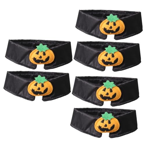 Amosfun 6 STK Haustier Fliege Halloween-kätzchen-Kragen Verstellbare Kätzchenhalsbänder Halloween-katzenhalsband Schwarze Statement-Halskette Kürbiskragen Cosplay Polyester Taschentuch von Amosfun