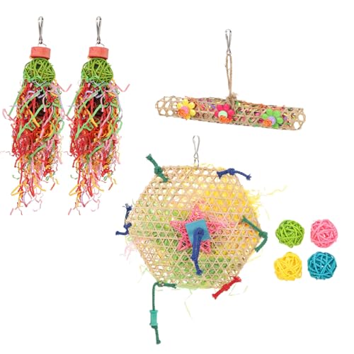 Amosfun 8stücke Papageien Spielzeug Teiliges Kauspielzeug Für Vögel Sicheres Und Haltbares Hängespielzeug Für Papageien Und Wellensittiche Fördert Spiel Und Bewegung Käfigen von Amosfun