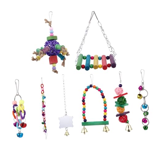 Amosfun 8St Papagei Spielzeug schaukel holzspielzeug Papageien hängen Sitzstangen vogelkletterndes Spielzeug Kauspielzeug Spielzeug für Haustiere hängendes Papageienspielzeug beissen Rolle von Amosfun