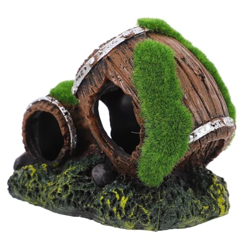 Amosfun Aquarium Dekoration Harz Weinfass Ornament für Fischbecken und Versteckmöglichkeiten für Fische Wasserbeständig und Langlebig für Süß und Aquarien von Amosfun