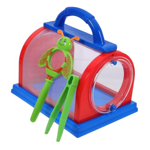 Amosfun Fangset Mit Großer Kapazität Schmetterlingskäfig Aus Netzgewebe Tragbare Beobachtungsbox Mit Pinzette Lupe Für Jungen Und Mädchen von Amosfun