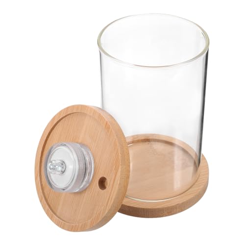 Amosfun Glas Eimer Aquarium Terrarium-Kit LED-Aquarium-Kit Glas-Container Schnecken Terrarium Kleines Tischaquarium beleuchtetes Terrarium Mini Betta-Panzer kleines Fischbecken Holz von Amosfun