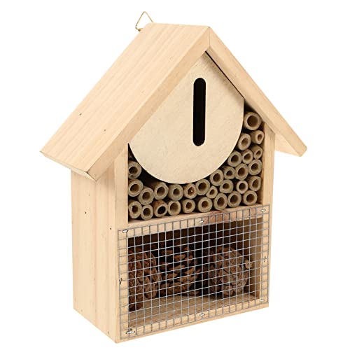 Amosfun Hängendes Insektenhaus aus Holz Dekoratives Bienenhaus für Garten Outdoor Sicheres Habitat für Wildbienen für Bestäubung von Pflanzen von Amosfun