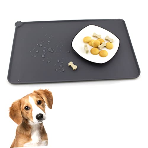 Amosfun Haustier Tischset hundenapf unterlage Hunde napfunterlage Katzen napfunterlage Matte für katzennapf Tischset zum Füttern von Hunden Trinkmatte für Haustiere Black von Amosfun