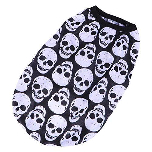 Amosfun Halloween-kostüm Für Haustiere T-Shirt Mit Hundeschädel Halloween-Outfit Für Hunde Schlichte Haustierkleidung Ärmelloses Welpenshirt Bequeme Modische Haustierbekleidung von Amosfun