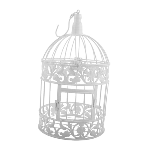 Amosfun Hochzeit Vogelkäfig Wohnkultur Vintage Wedding Decor Innenvogelkäfig Vogelkäfig -stütze Papageienkäfig Zum Mitnehmen Vogelkäfigdekorationen Vogel Träger Weiß Schmiedeeisen von Amosfun