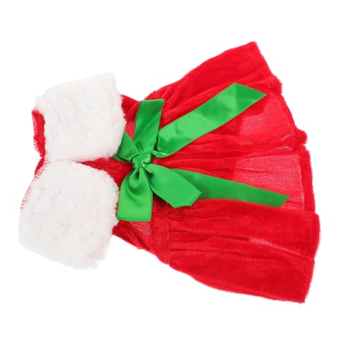 Amosfun Hunderock Mit Schleife Hundemantel Weihnachtskatzenkleid Weihnachtskatzenbekleidung Weihnachtsoutfits Für Welpenkleidung Hunde Hoodie Hundejacken Klaus Goldener Samt Weihnachten von Amosfun