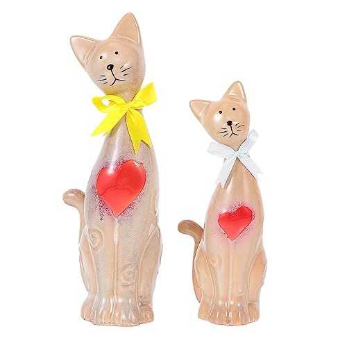 Amosfun Katzen Figuren Set Keramik Schreibtisch Ornament Minimalistisches Wohndekor Stilvolles Paar von Amosfun